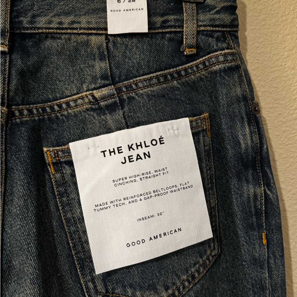 Good American The Khloé Jean Patchwork High Rise Straight 6/28 NWT - Picture 7 of 7
